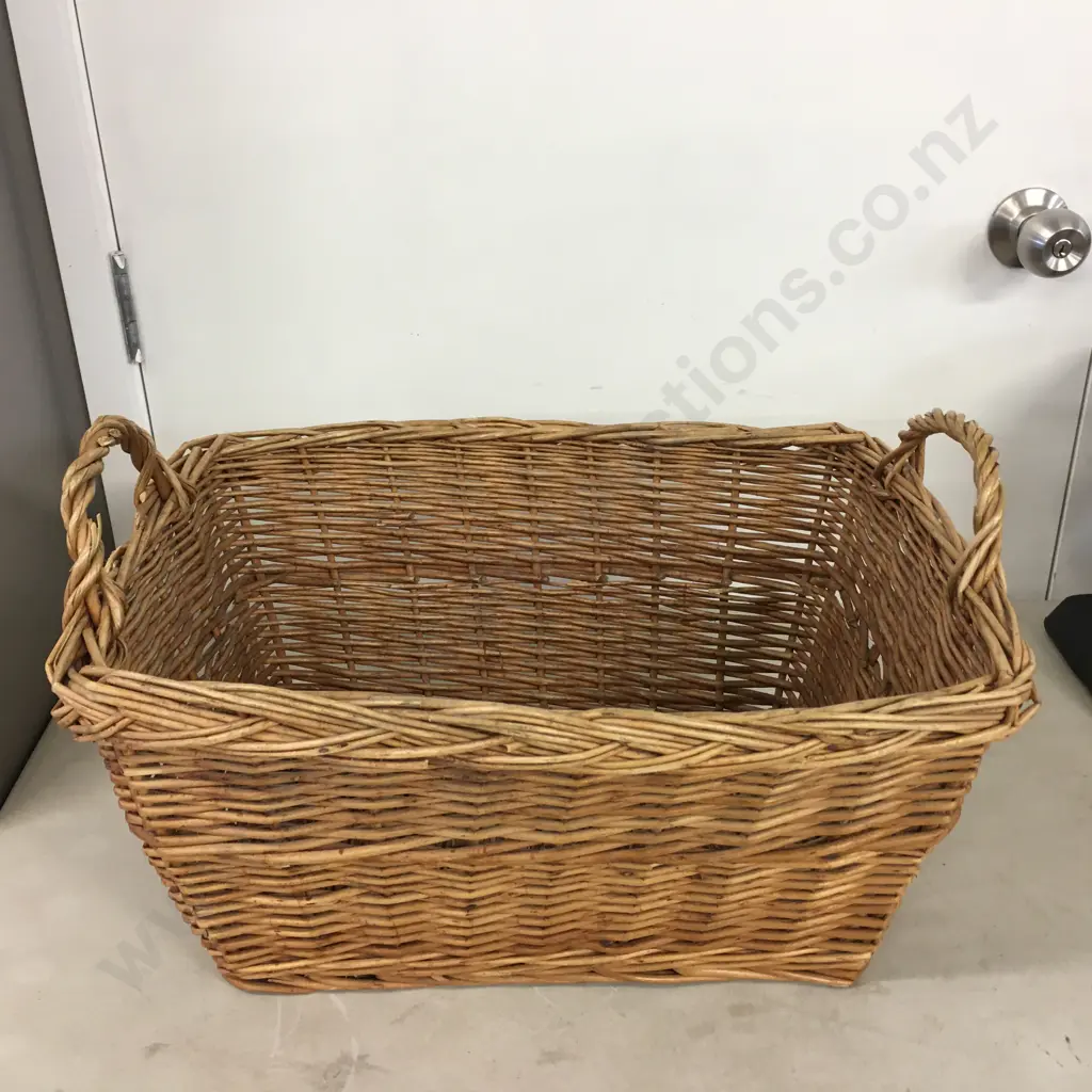 Doubled Handled Cane Basket H32, L50, D39cm.  Image 1++